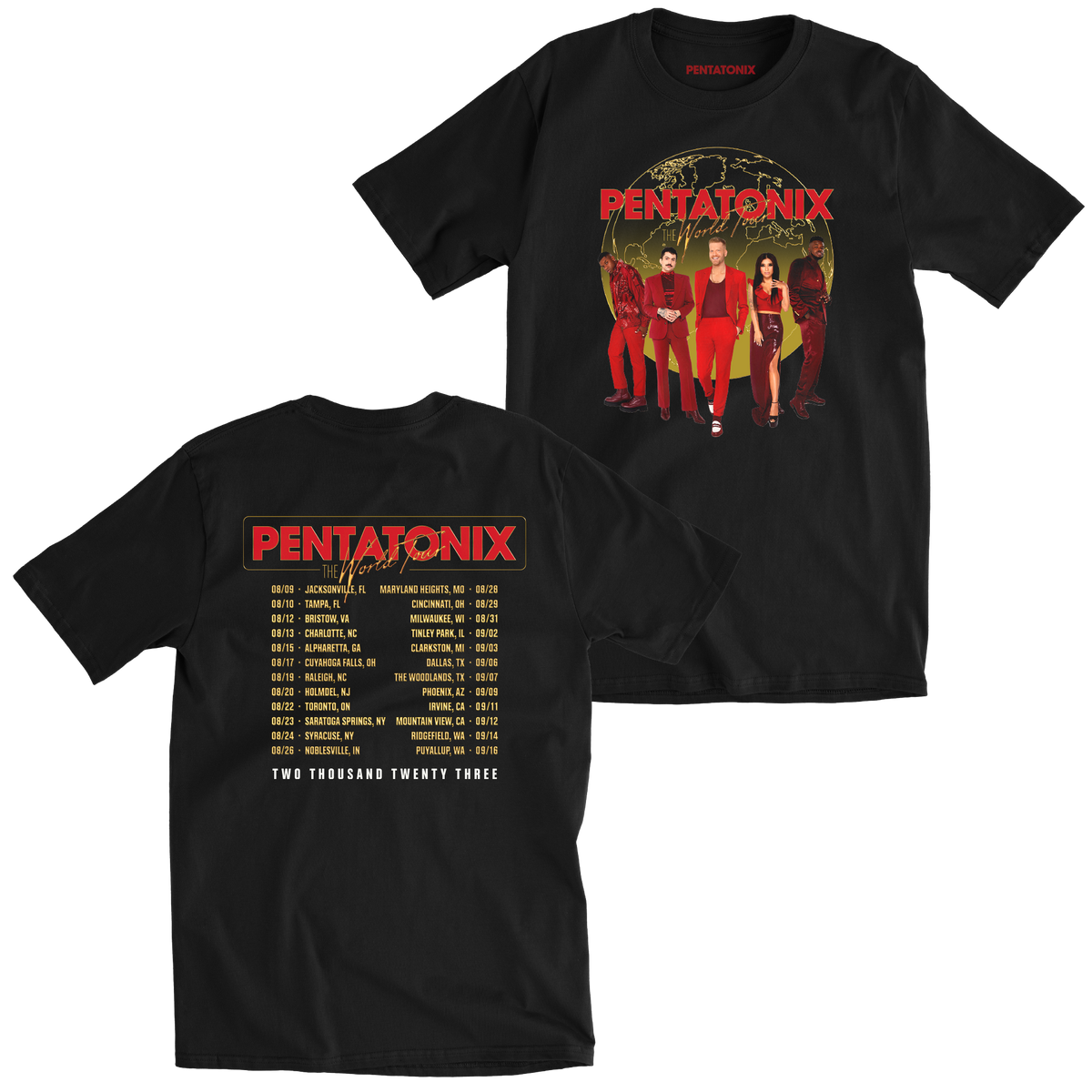 PTX WORLD TOUR 2023 BLACK TEE Pentatonix Official