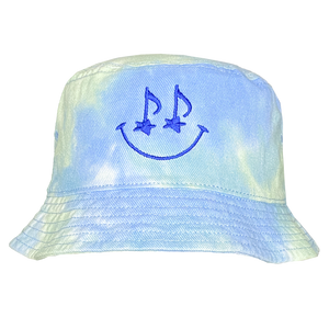 Musical Smile Blue Tie Dye Bucket Hat Front