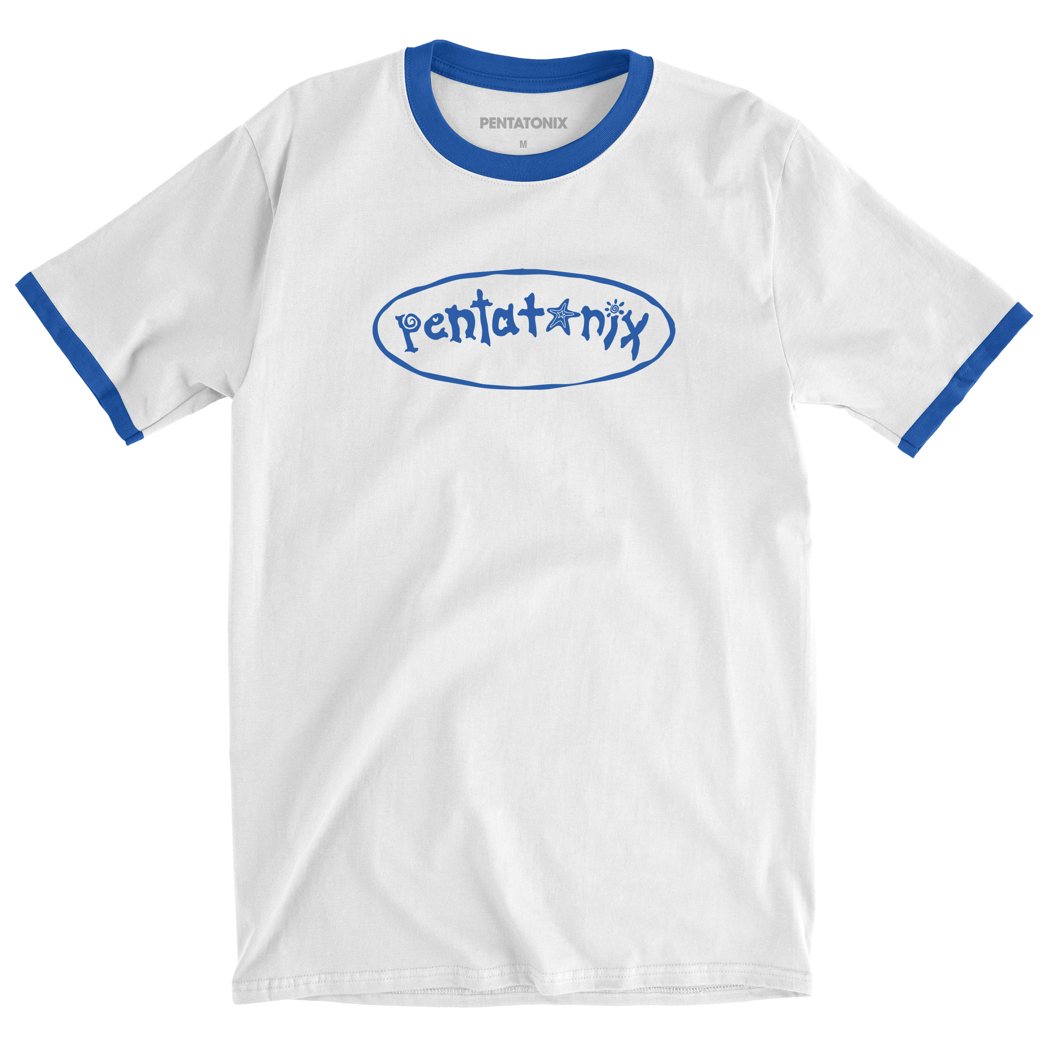 Pentatonix Hippie Logo White/Royal Blue Ringer Tee