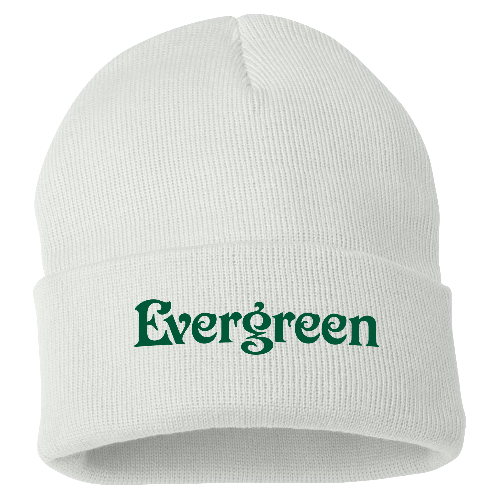 Evergreen White Cuff Beanie