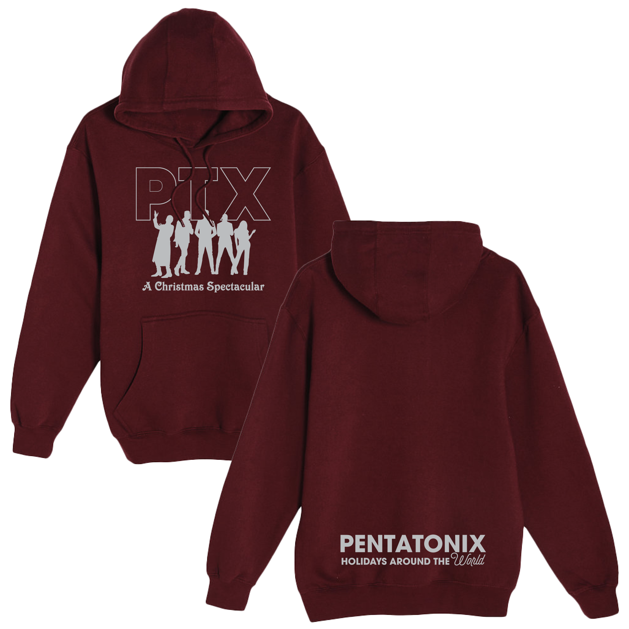 PTX Silhouette Burgundy Pullover Hoodie