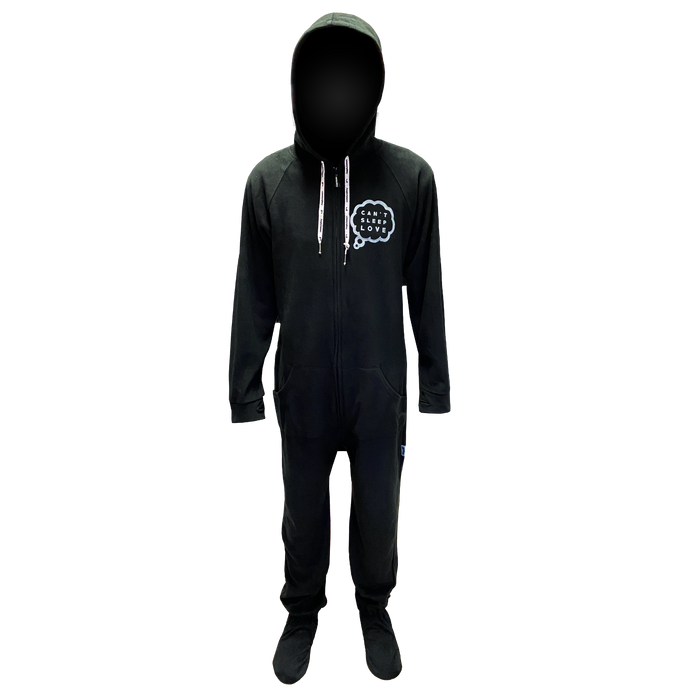 Can't Sleep Adult Onesie Front